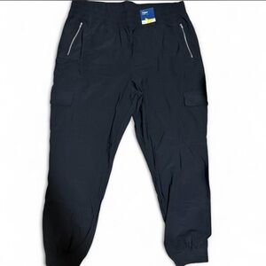Black Performance Cargo Joggers with Zip Pockets